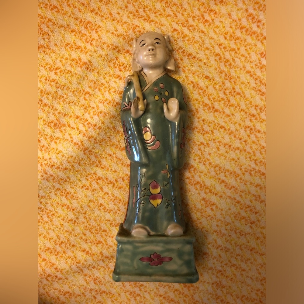 Antique Chinese Export Famille Rose Porcelain Figurine 8” Tall Very Unique-read-